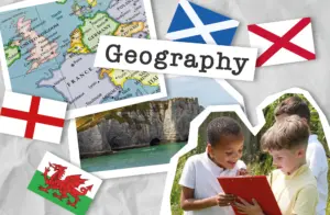 What does the primary geography national curriculum in England require you to cover?